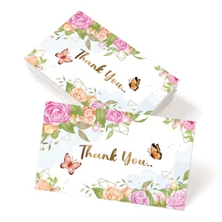 50Pcs/Pack Thank You For Your Order Cards,Floral theme Thank You For Your Purchase Cards,Business Birthday Party Message Cards