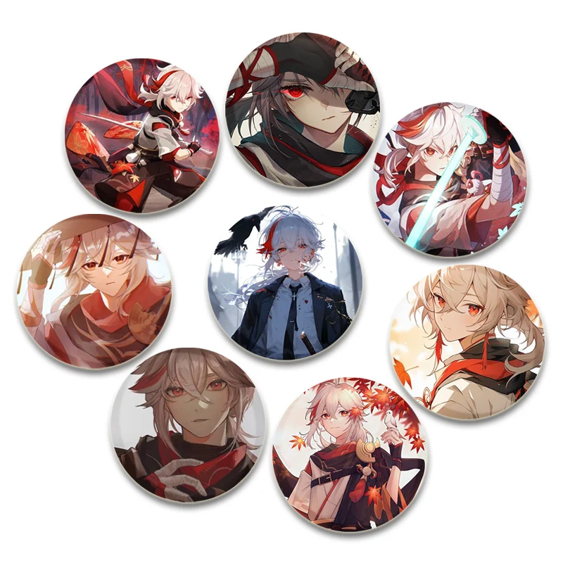 58mm Fashion Jewelry Pop Game Genshin Impact Brooch Kaedehara Kazuha Pins Cartoon Cosplay Badage Accessories for Backpack Gifts
