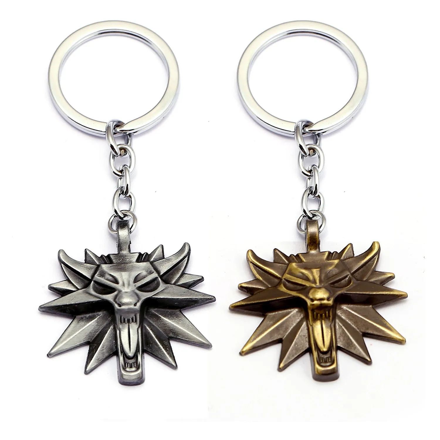 Wolf Head Game Keychain Geralt Steel Sword Yennefer Cirilla Pendant Keychains for Men Home Ornament 1:6 Equipment Craft Toys