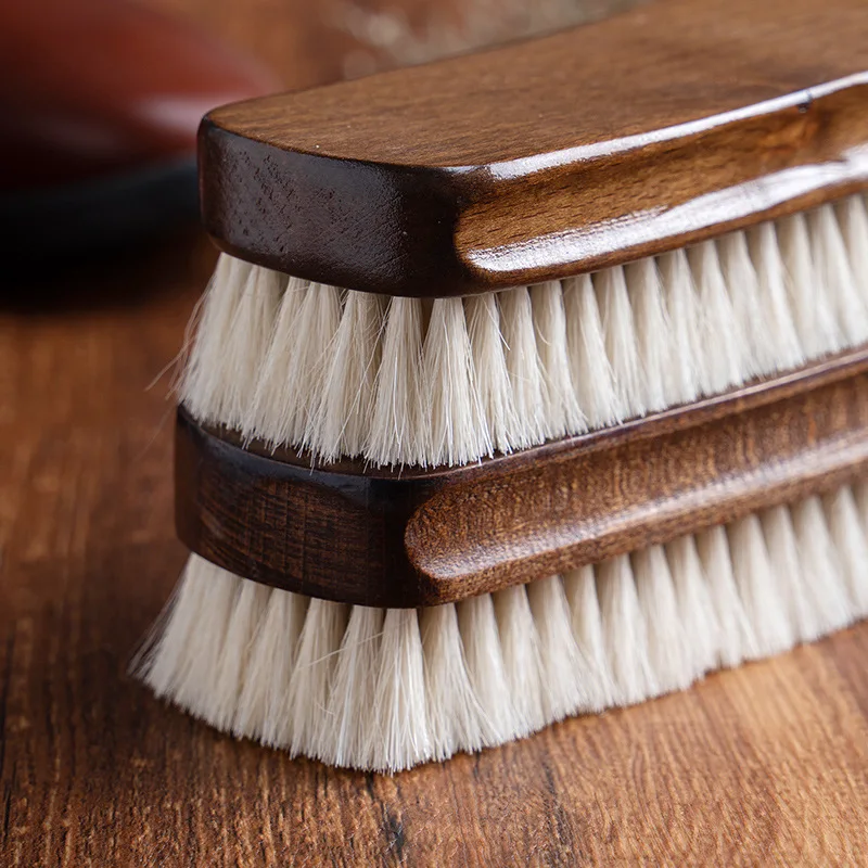 Wool solid wood shoe brush Advanced super soft wool does not hurt shoe oil brush shoes clean leather bag Wash shoes