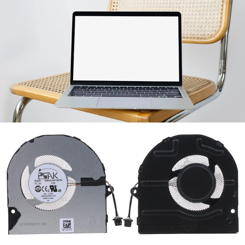 مروحة تبريد للكمبيوتر المحمول DC5V 4-pin 4-wire بالوعة الحرارة بالوعة الحرارة منخفضة الضوضاء ل Inspiron 5410 5415 5510 5515 7415 0KRK6P