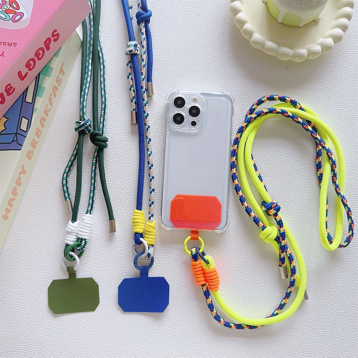 Cute Coloful Phone Lanyard Diameter Outdoor Universal Case Crossbody Shoulder Card Neck Cord Clip Hang Anti-lost Wrist Strap