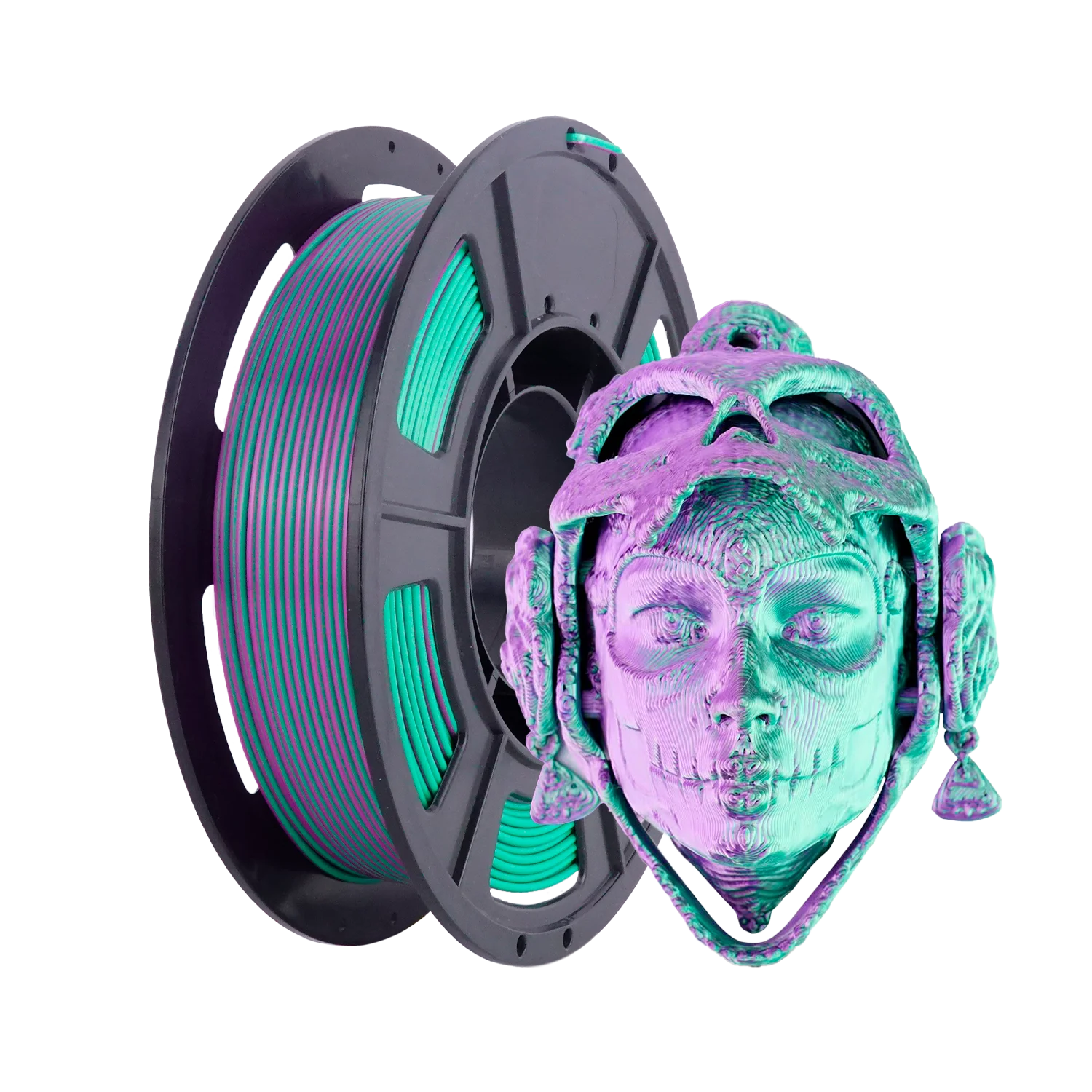 

Шелковая нить для 3D-принтера PLA, шелковая двухцветная фиолетово-зеленая нить PLA 1,75+/-0,03 мм, блестящая нить PLA Coextrusion, цвет chan