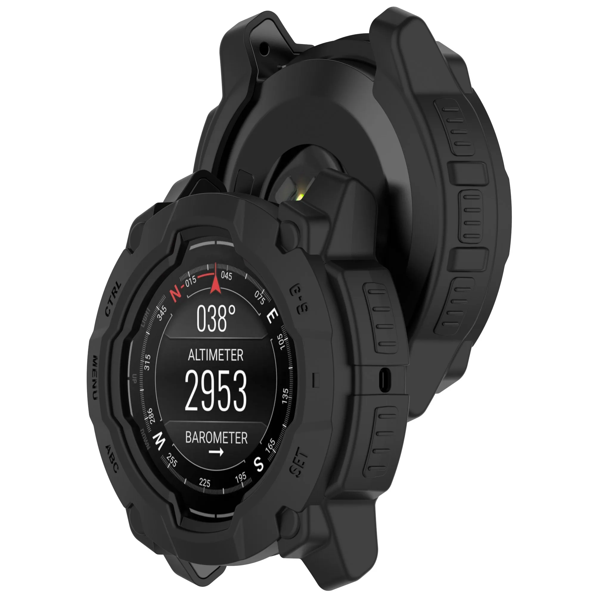 For Garmin Instinct E 45mm Armor Watch Case Shockproof TPU Rugged Protective Cover - Black