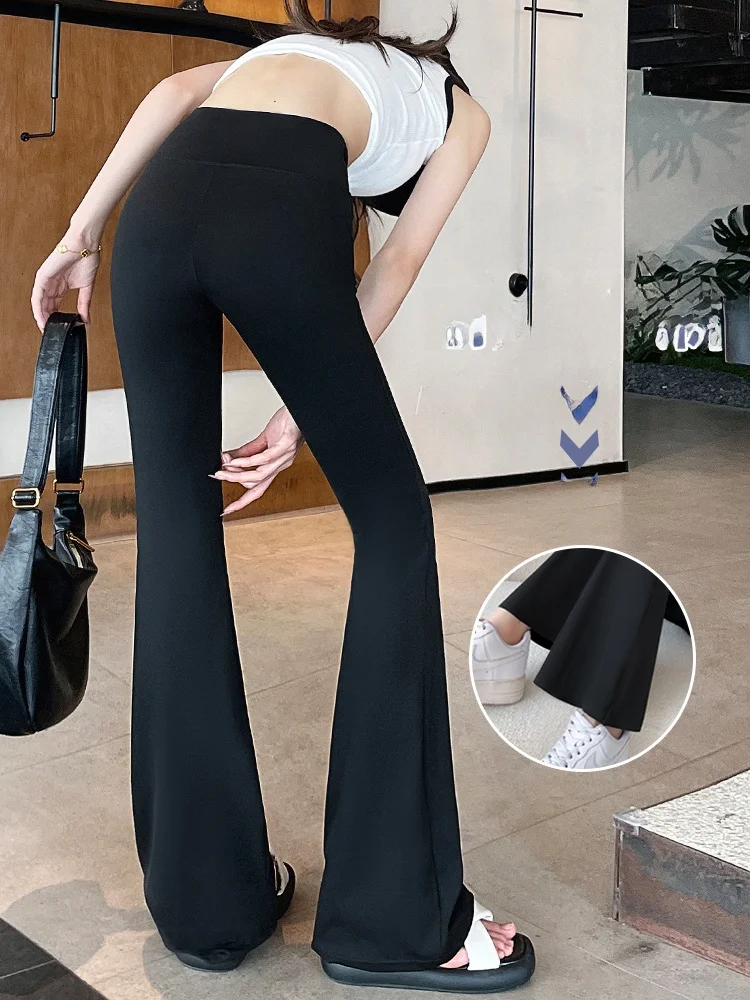 Ice Silk ark Pants Women's Summer Thin Casual Sports Wide Leg Pants Small Size Fitn Yoga Flared Pants High Waist Long Tr...