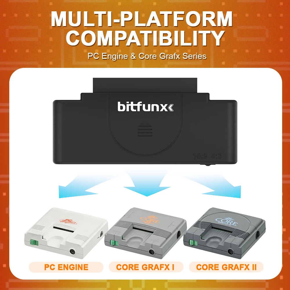 محول صوت فيديو Bitfunx HDMI RGB إلى 1080P مع 16:9/4:3 Swith لوحدة تحكم ألعاب PCE PC Engine Core Grafx