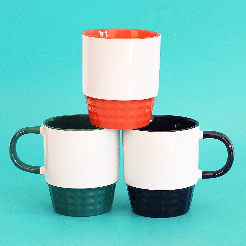 New Thermal Sublimation Inner Color Multicolor Coffee Milk Ceramic Cup With Handle Heat Transfer Blank For Printed Thread Cup