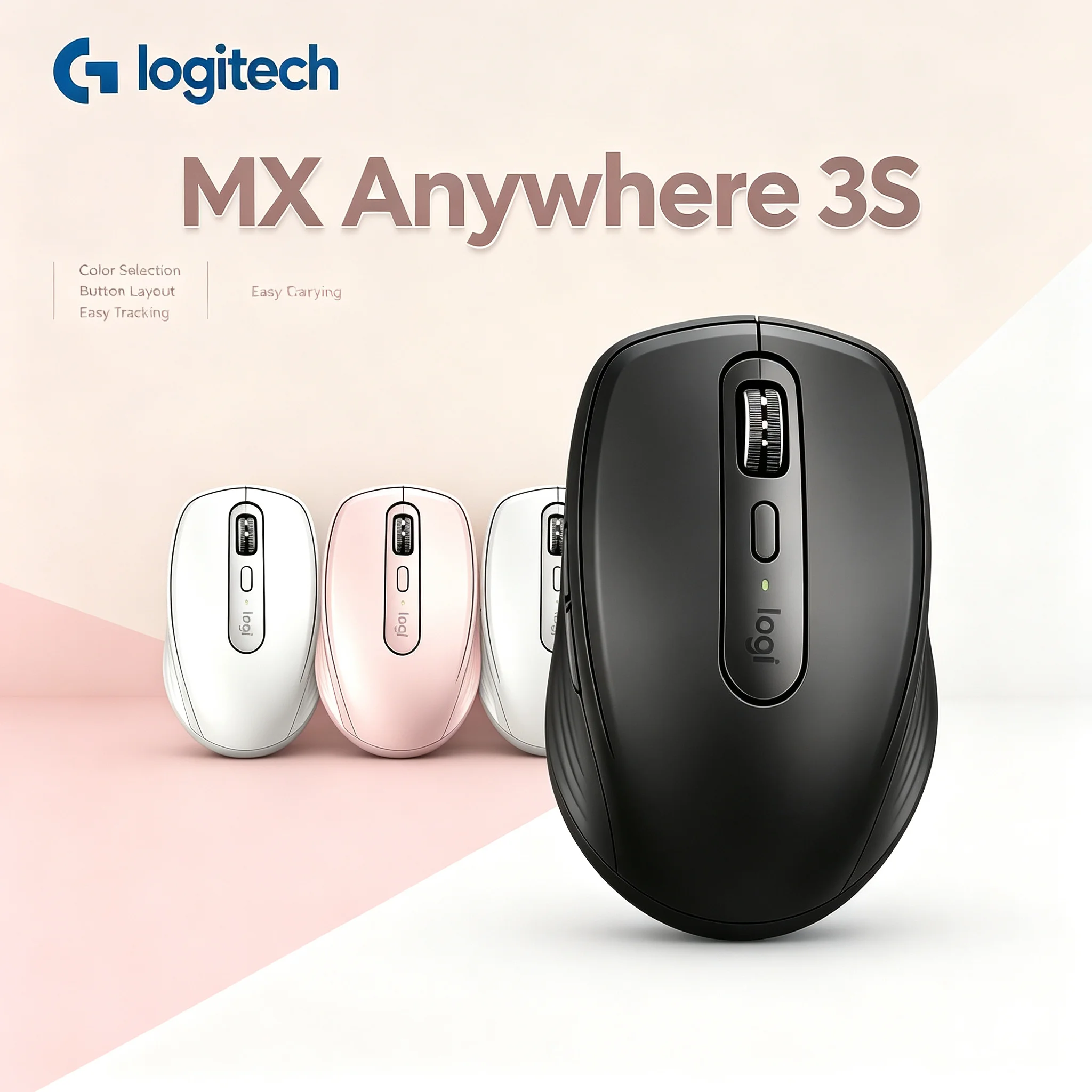 Logitech MX Anywhere 3S Wireless Bluetooth Mouse Easy to Carry Business Travel Ergonomic Mice