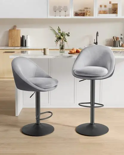 VASAGLE Bar Stool, Set of 2, Bar chair, Height Adjustable, Rotatable, Kitchen chair