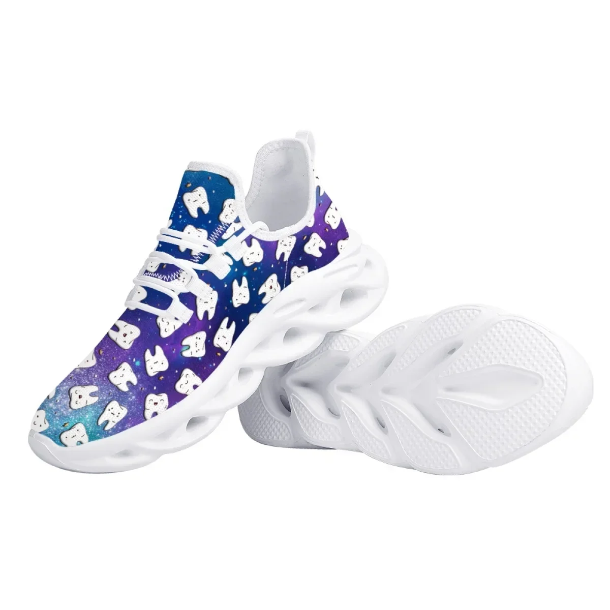 Cartoon Teeth Gradient Print Summer Sneakers Designer Shoes Breathable Flats for Female Dentist Footwear Women босоножки женские
