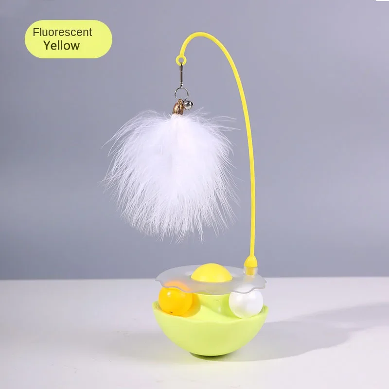 Hot Funny Tumbler Toys for Cats Kitten Interactive Bite Resistant Turntable Plush Feathers Cat Toy Pet Supplies