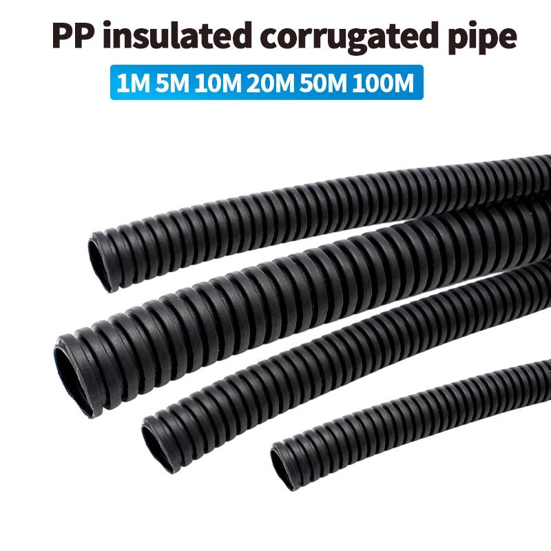 

1M 5M 10M 20M 50M 100M PP Corrugated Tube Car Wire Harness Insulation Sleeve Flexible Protective Pipe for Auto Electrical Wiring