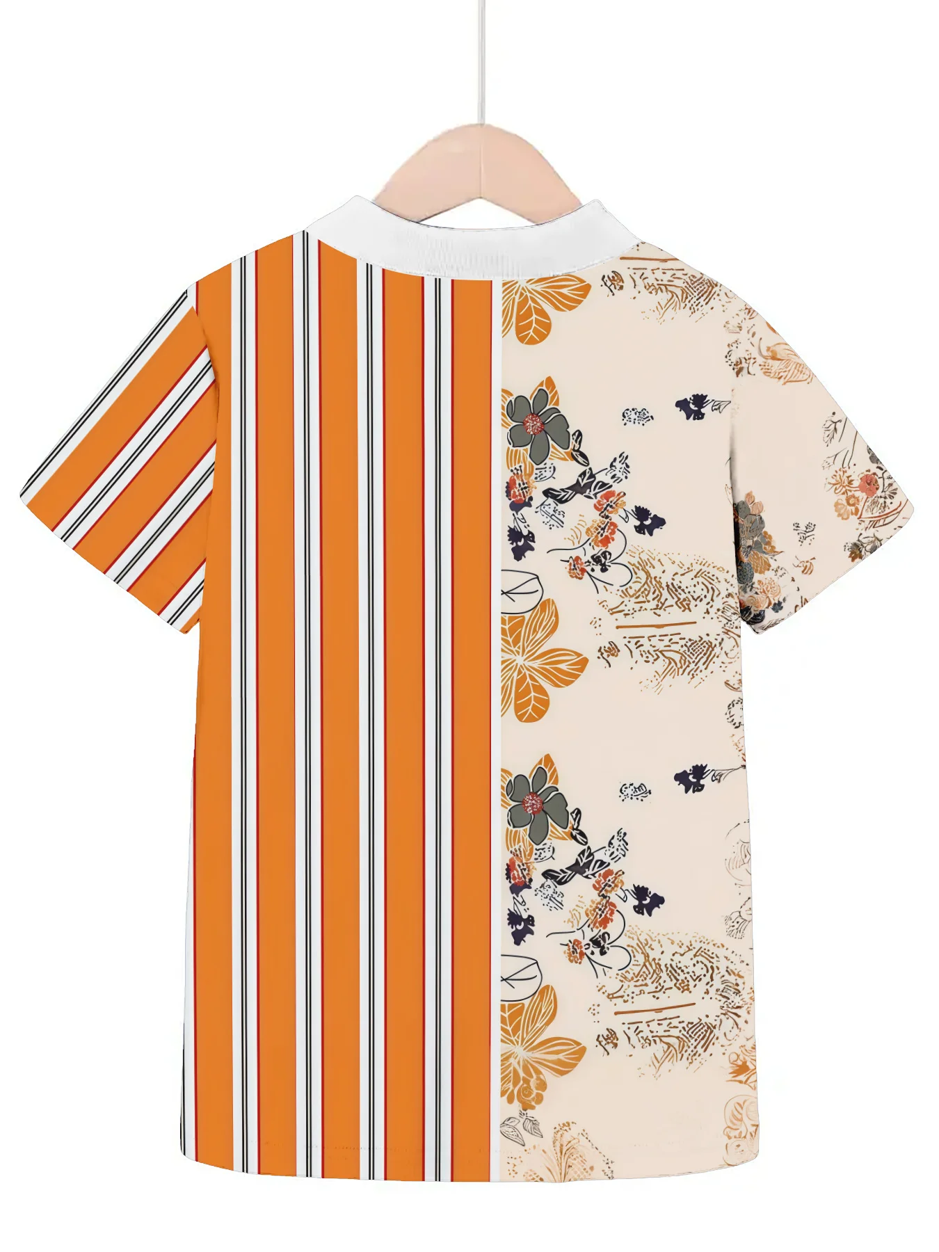 New men's short-sleeve polo shirt T-shirt, loose-fitting and tailored with printed patterns, versatile basic crew-neck top suita