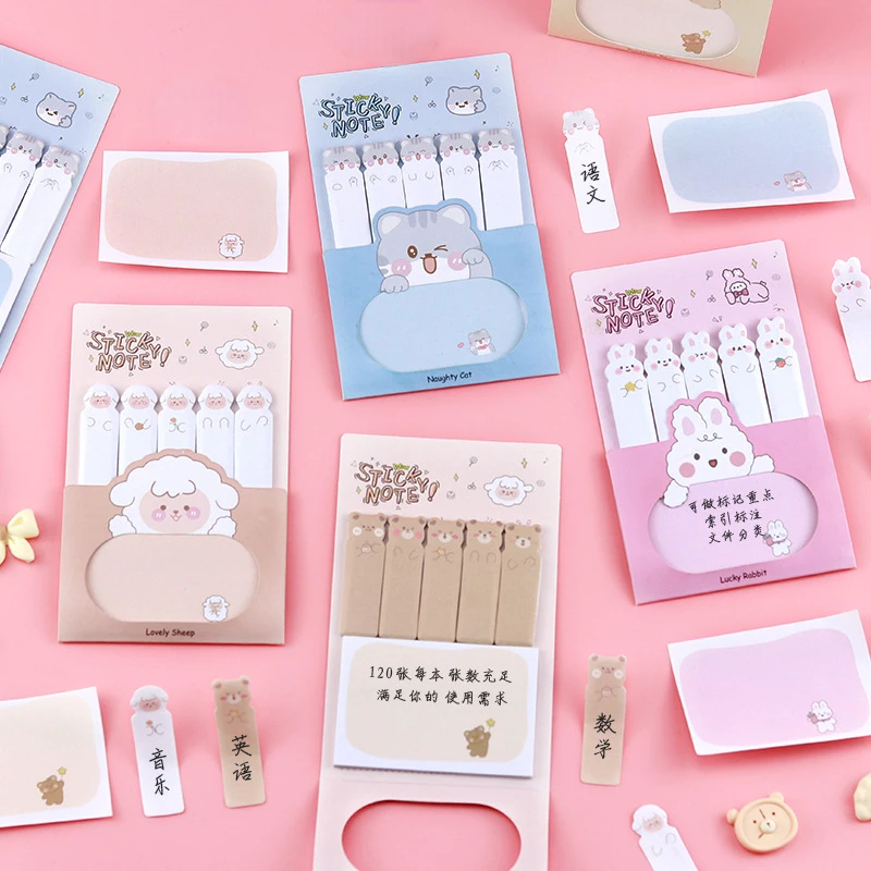 120 แผ่นแท็บดัชนี Self Adhesive Page Markers Kawaii การ์ตูน Sticky Notes จําแนกไฟล์ธงป้ายกระดาษสติกเกอร์วางแผน