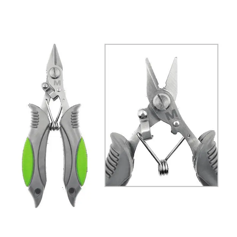 

Рыболовные плоскогубцы Mustad MT120 из нержавеющей стали, портативные, легкие, для разрезания кольцевых соединений, для резки PE-лески, с пружинным замком, рыболовные инструменты