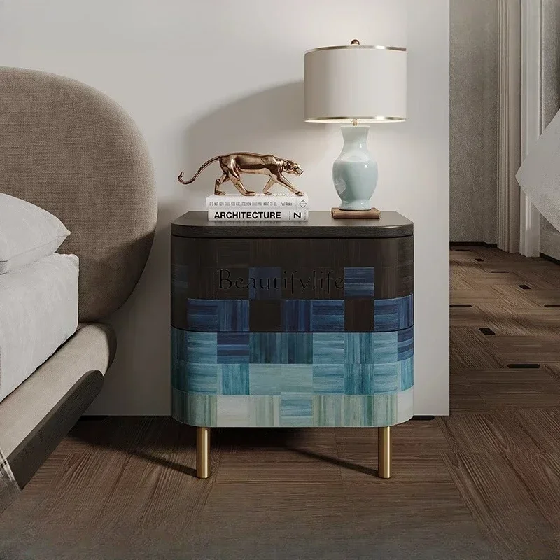 

LX*Italian light luxury solid wood household bedroom bedside cabinet modern living room storage cabinet