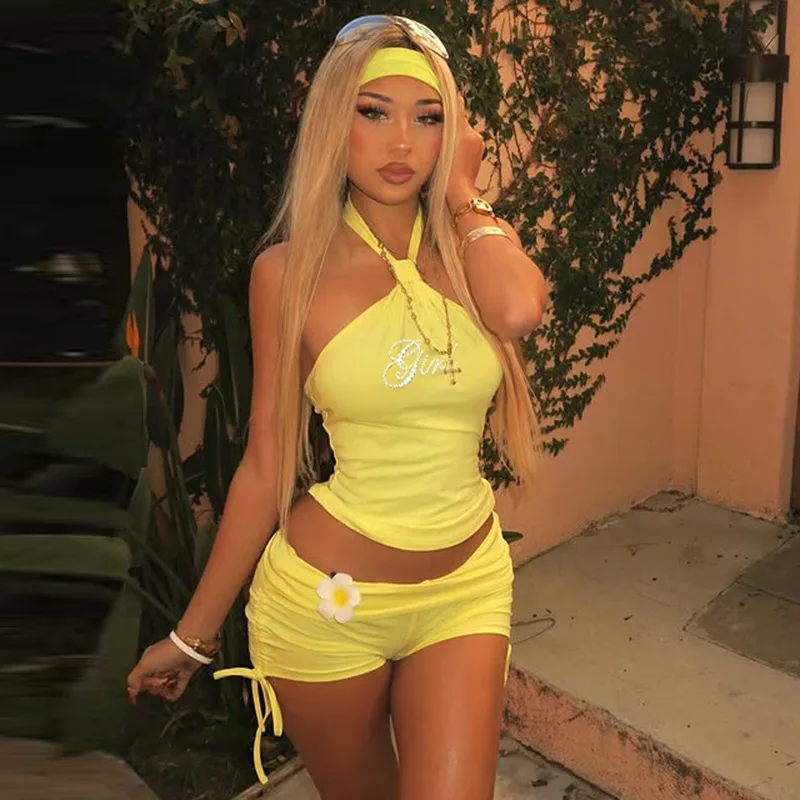 

Women's Sports Suit, Vintage Letter Rhinestone Suit, Solid Color High Street Suit