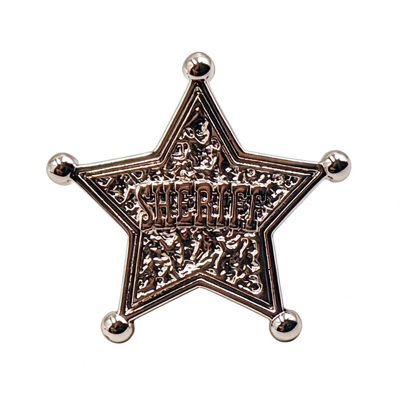 Sheriff Star Badge,Two Prong Tack Button & Magnetic Lapel Pin,Western Cowboy Sheriff Brooch for Halloween Cosplay Costume Party