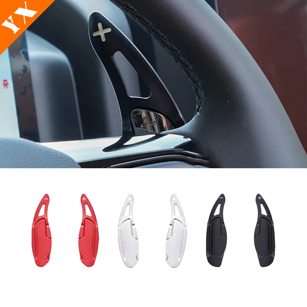 For GMW Haval H9 2024 2025 Accessories Aluminium Alloy Black Red Silver Trim Car Steering Wheel Shift Paddles Decor Cover 2pcs