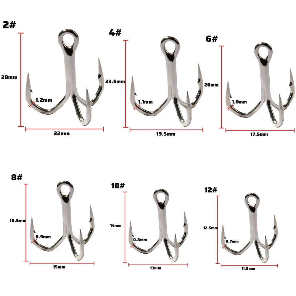 Treble Hooks 2#-12# Fishhooks Sharp Angle Barbed High Strength Nickel Antirust Saltwater Pesca Lure Fishing Tackle Fish Hook