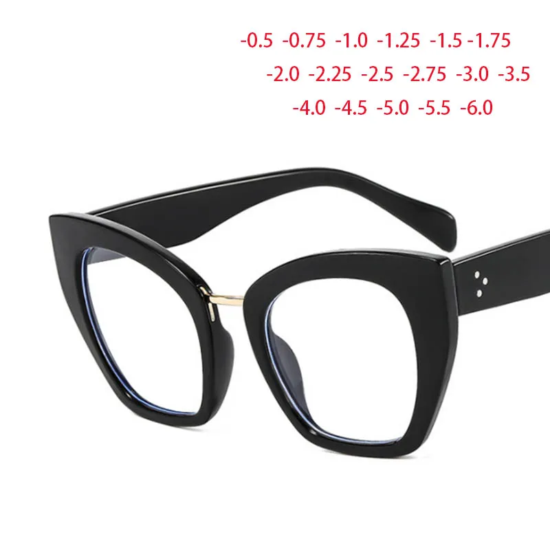 

Triangular Cat Eyes Big Frame Clear Lens Glasses Oversize Simple Myopia Nerd Spectacles Degree -0.5 -1.0 -2.0 -3.0 -4.0 to -6.0