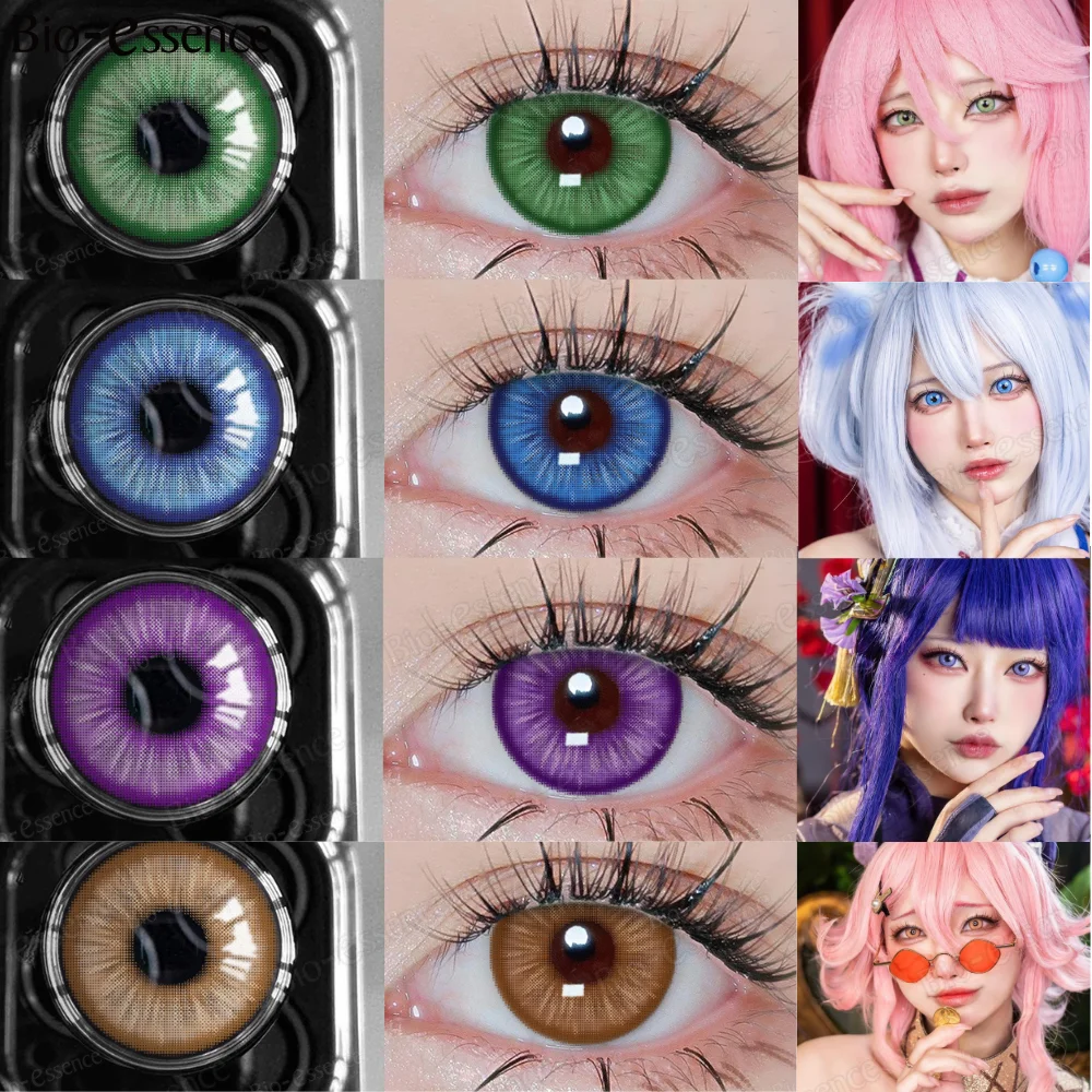 Bio-essence Halloween-Linsen Colorcon Farbige Kontaktlinsen Anime-Linsen Anime-Zubehör Cosplay-Linsen Cyan-Linsen