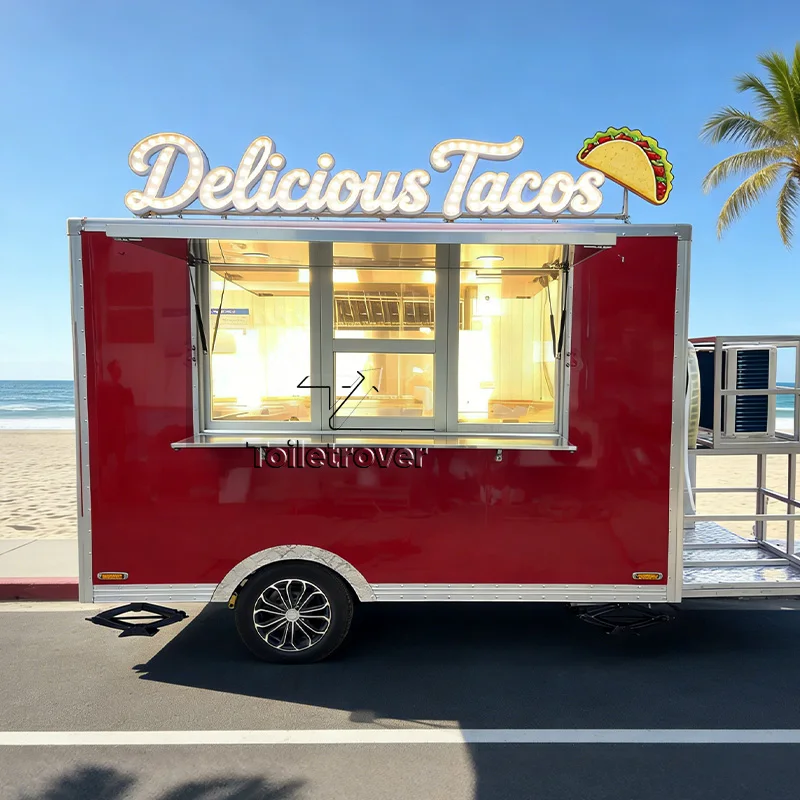 Customizable Food Cart Trailer Vintage Food Truck Trailer Multifunctional Fully Equipped Food Truck  with Deep Fryer