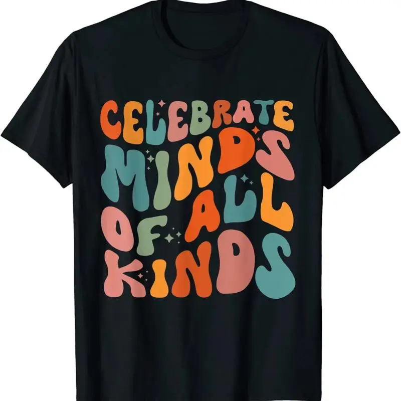 Celebrate Minds Of All Kinds Rainbow Wave Pattern T-Shirt