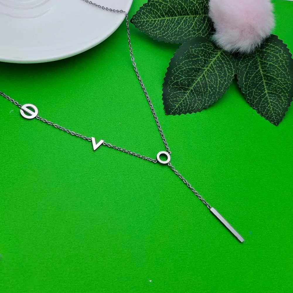 الإبداعية المألوف الحب رسالة سلسلة قلادة ثلاثة ألوان اختياري الفولاذ المقاوم للصدأ غير حساسية المرأة ارتداء المجوهرات اليومية #5