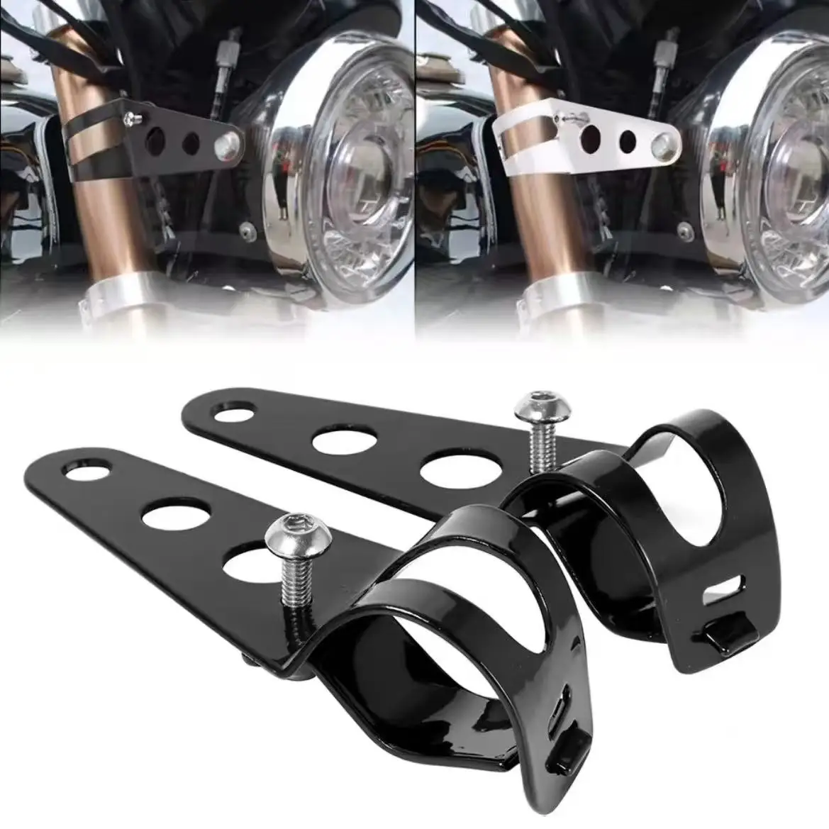 

Motorcycle Headlight Mount bracket Fork Ear Chopper Headlamp Holder Clamp Universal Adjustable Motor Fork Mount 28-36mm 35-43