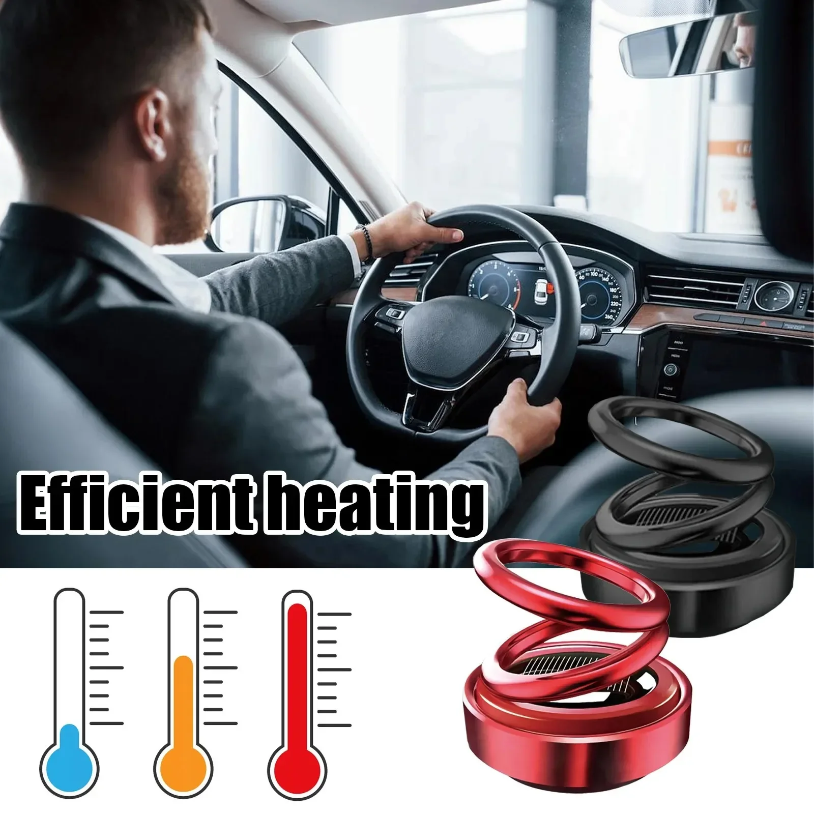 

Portable Kinetic Energy Mini Heater Car Air Freshener Double Ring Rotating Solar Air Purifier Perfume Aromatherapy Machine