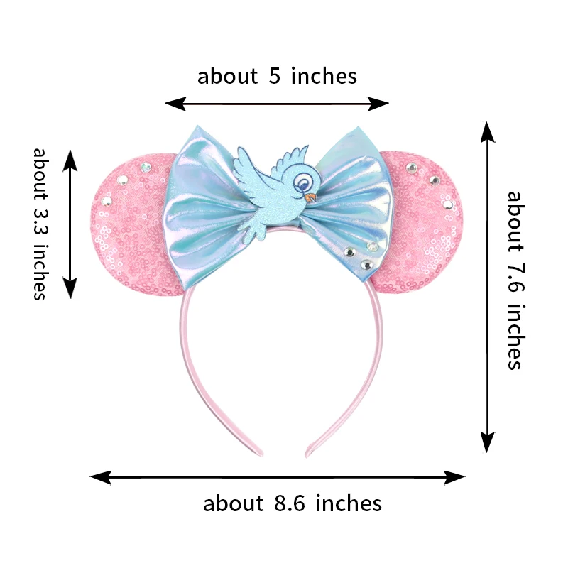 Disney Cinderella Mickey Mouse Ear Headband Sequin Bows Girl Adult KidHalloween Party Cosplay Hair Accessories Princess Hairband - view 4