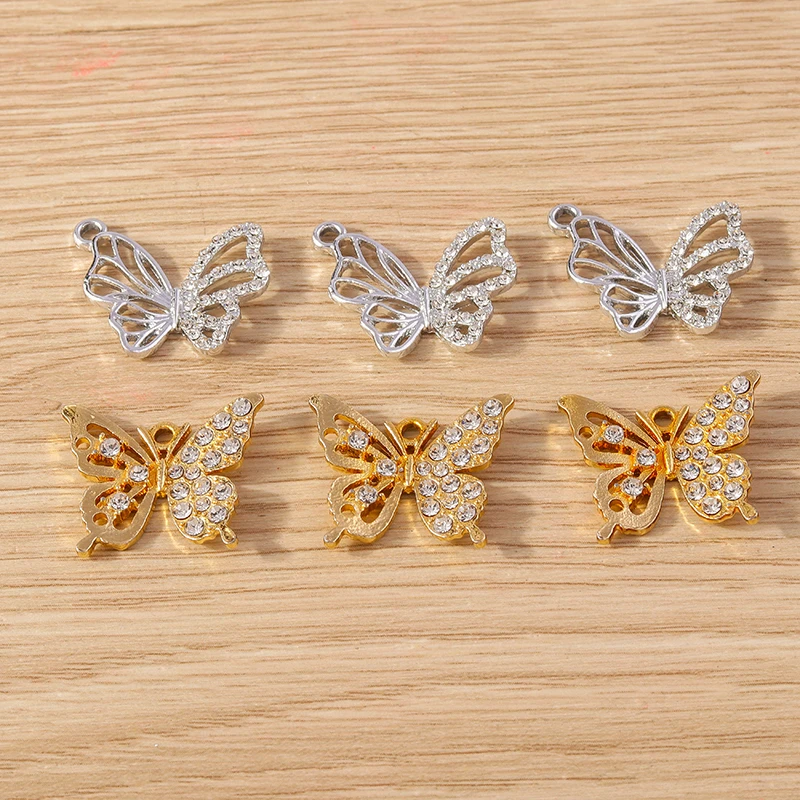 10 Stück niedliche Kristall-Metall-Tier-Schmetterlings-Anhänger für die Schmuckherstellung, Halsketten, Ohrringe, Armbänder, DIY-Bastelzubehör – Detail 10