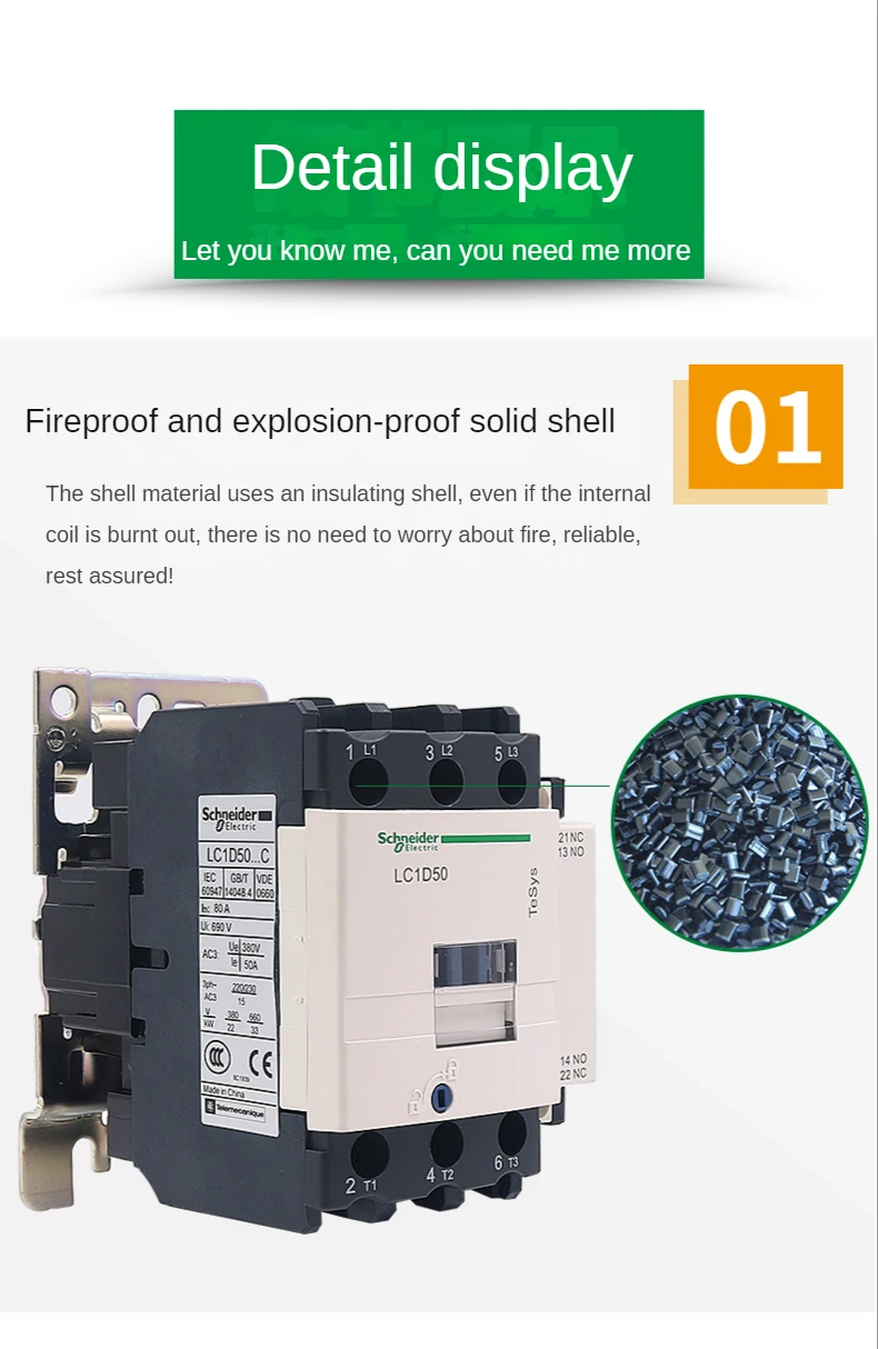 Schneider Schütz 3P Dreipoliger AC-Schütz LC1D50A B7C F7C Q7C M7C 24V 110V 220V 380V – Detail 7