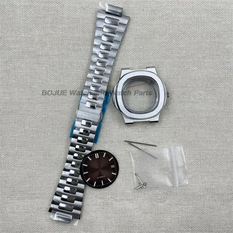NH35 Case Strap 41mm Watch Accessories Luminous Dial Hands Stainless Steel for Nautilus NH35 NH36 Mechanical Movement MOD Parts