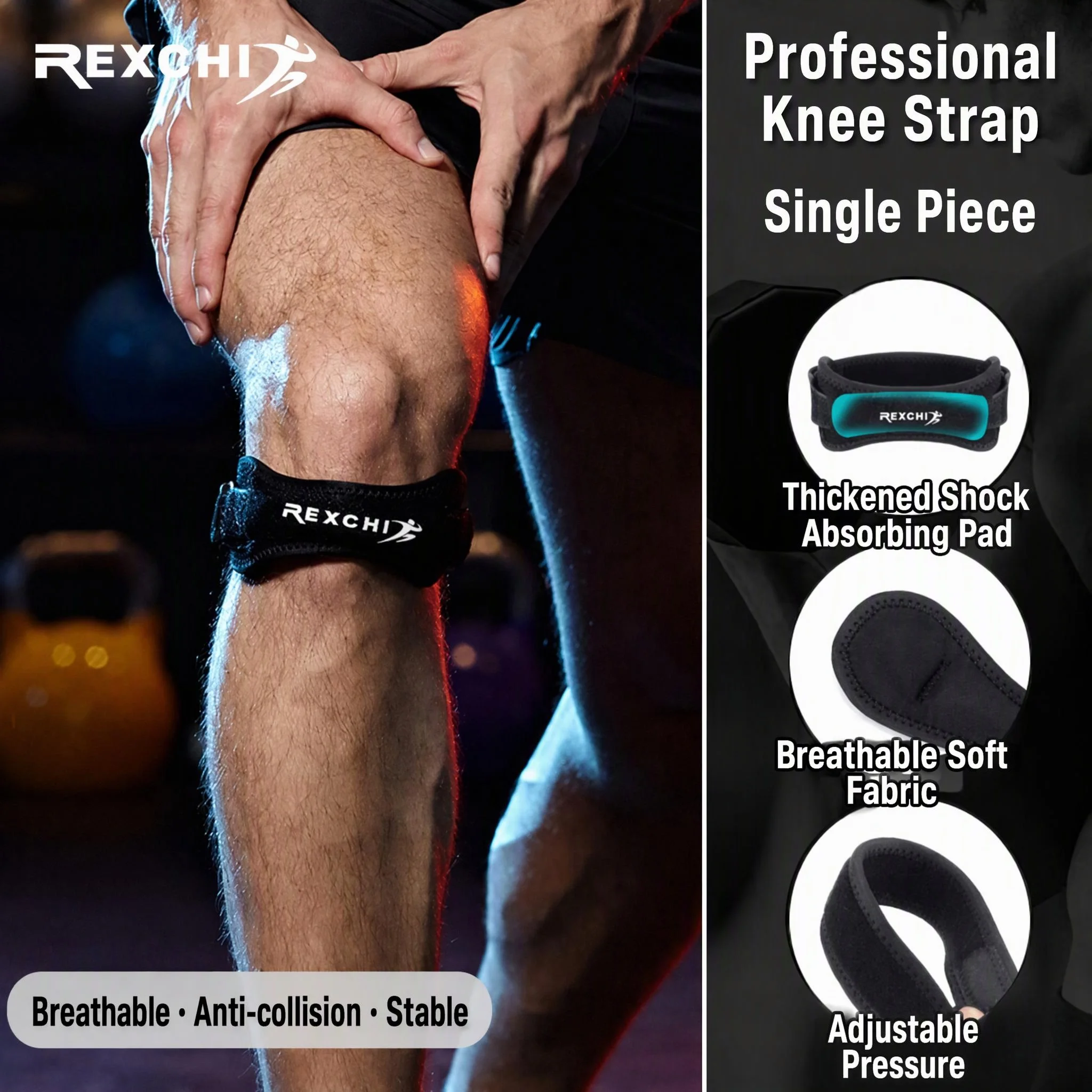 Sports Two-Way Compression Adjustment Patella With Eva Shock Absorption Cycling Running Basketball Meniscus Protection Knee Pads