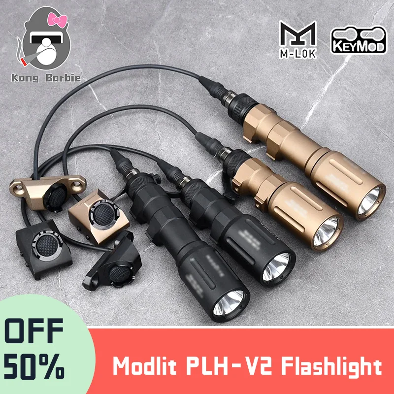 

Tactical Airsoft Modlit PLH-V2 Powerful Flashlight With UN Pressure Switch Weapon Scout Hunting Light Fit 20MM Rail KeyMod MLOK