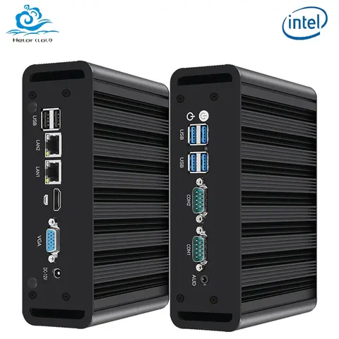 Helorpc 미니 PC 베어본 키트 DDR3/DDR4 SSD RS232/485 산업용 4xUSB3.0 컴팩트 컴퓨터로 듀얼 기가비트 이더넷 지원