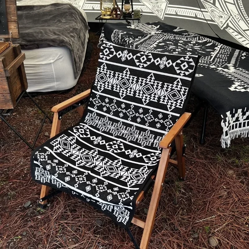 Ethnic Style Folding Chair Back Cover Anti Slip and Wear-resistant Single-layer Washable Chair Cover Suitable for All Seasons