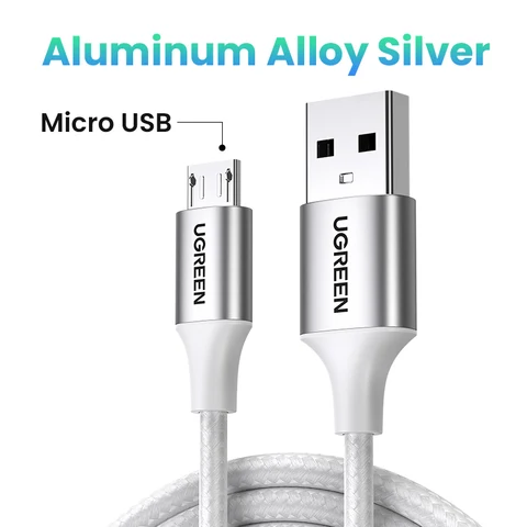 Кабель Ugreen Micro USB 2A, нейлоновый, для быстрой зарядки, USB-кабель для Samsung, Xiaomi, HTC, USB-кабель для зарядки и передачи данных, кабель для мобильного телефона