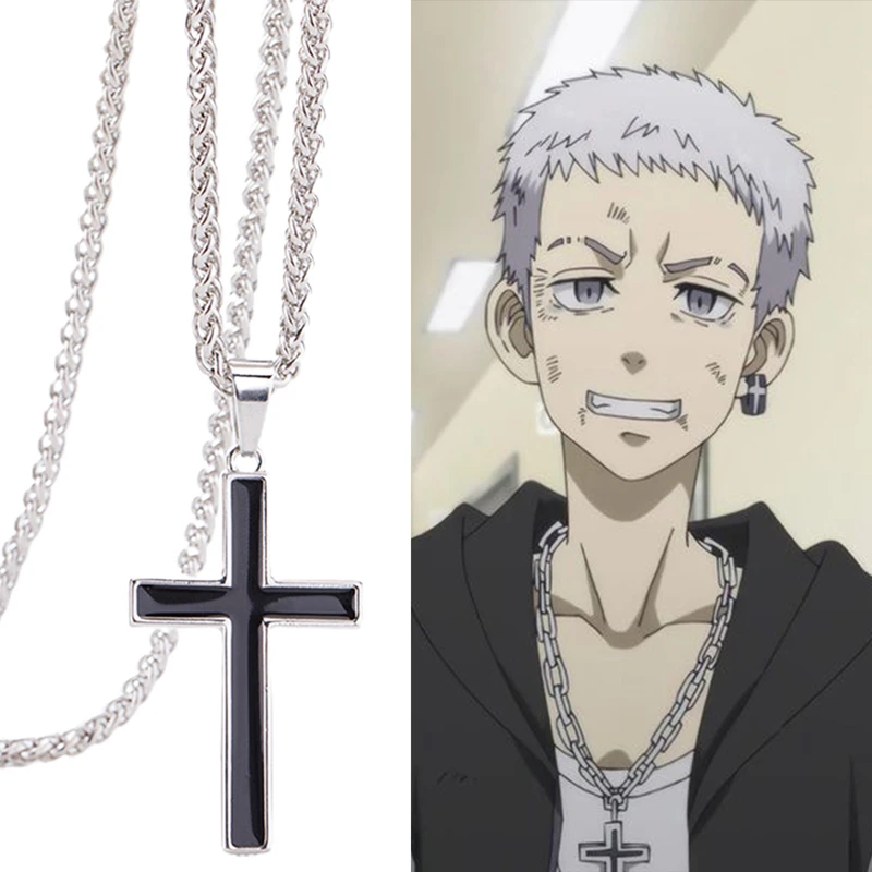 Anime Tokyo Revengers Cross Necklace Fashion Hip Hop Mitsuya Takashi Trong Pendant Necklaces Cosplay Jewelry Gift Fan Collection