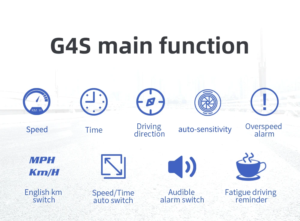 Auto-GPS-Head-Up-Display, LED-Smart-Digitaltacho, Fahrzeuggeschwindigkeitsanzeige G4S HUD, Autozubehör für alle Fahrzeuge mit Geschwindigkeitswarnung – Detail 14