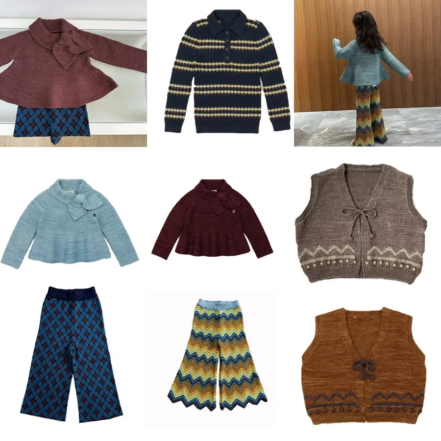 Pantalones 2025 Otoño MP Suéter para niñas Suéteres de algodón para niños Traje para bebés Ropa para niños pequeños Conjunto de trajes para niñas Conjuntos para niños Camisas
