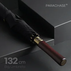 Parachase 132cm Big Umbrella Men Business Strong Long Handle Umbrella Rain Women Windproof Stick Golf Large Umbrellas Wooden 8K