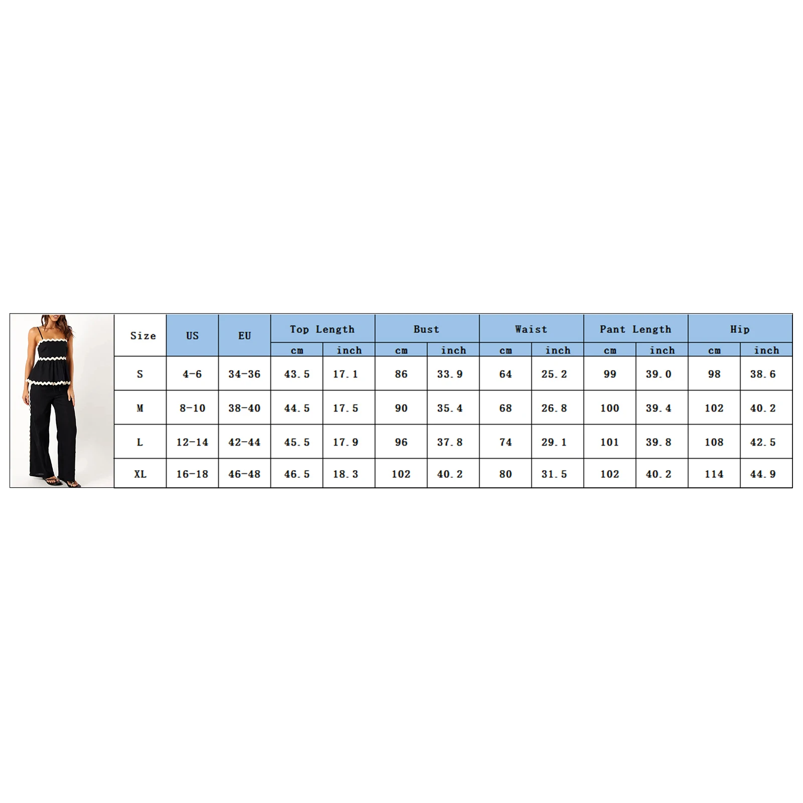 Women\'s 2 Piece Summer Set Square Neck Backless Ruffled Hem Spaghetti Strap Crop Tops + Drawstring Wide Leg Pants Outfits