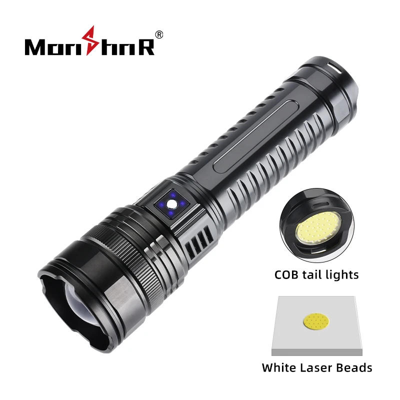 Zoom Search Light Pesonal Defense Military Tactical Flashlights Very Strong Flashlight With USB Charging Torch Rechargeable LED