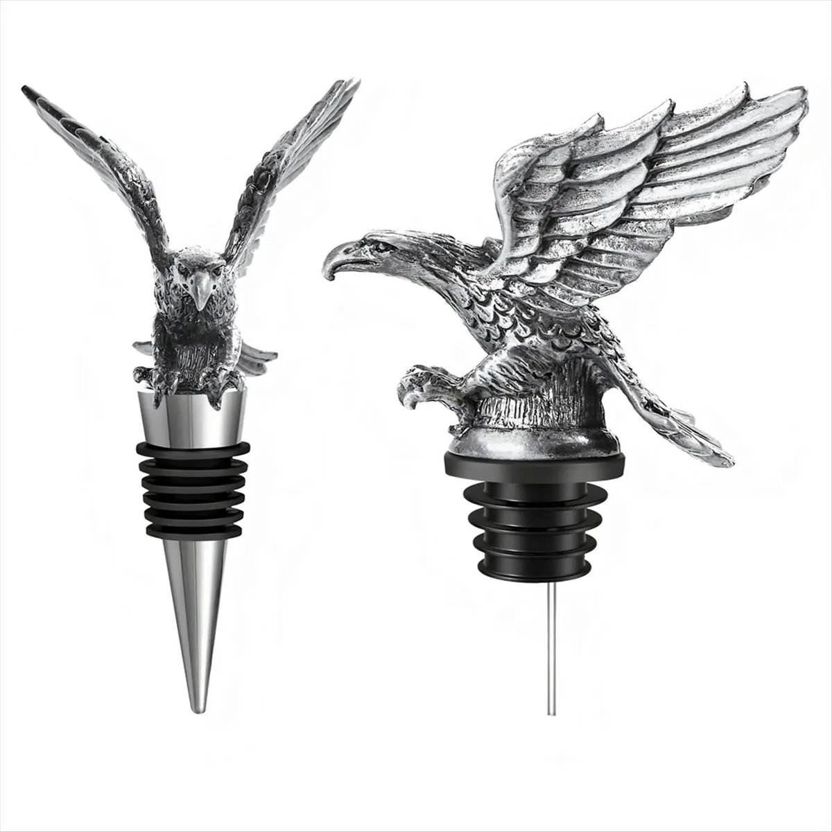BHBL 2-in-1 Set, 1x Wine Pourer / Liquor Pourer, Metal Wine Stopper/Bottle Stopper with Silicone Seal, Reusable Wine Keeper
