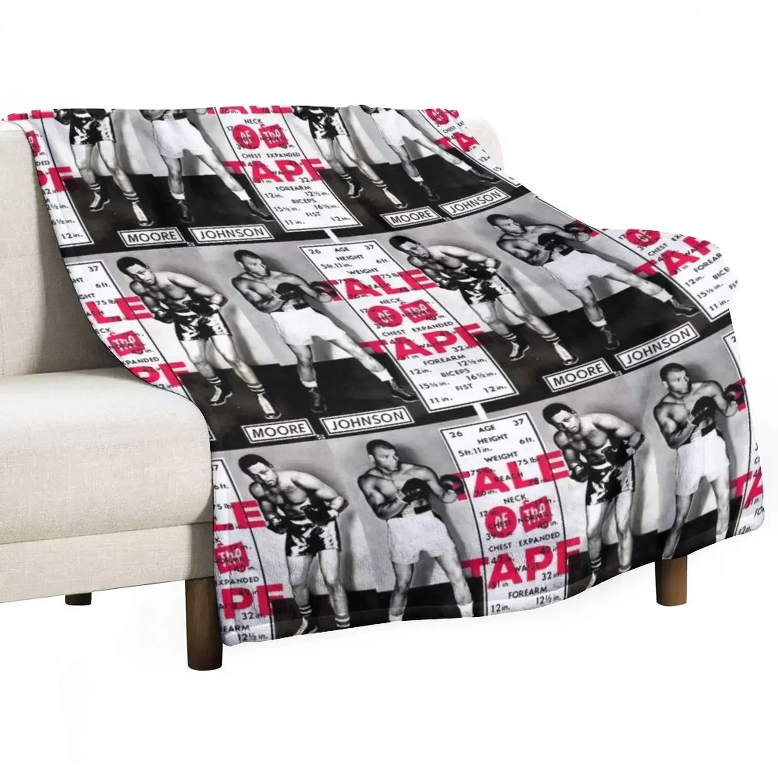 New Boxing & Boxers: Tale of the Tape Johnson vs Moore Throw Blanket Vintage heavy to sleep warm winter Blankets