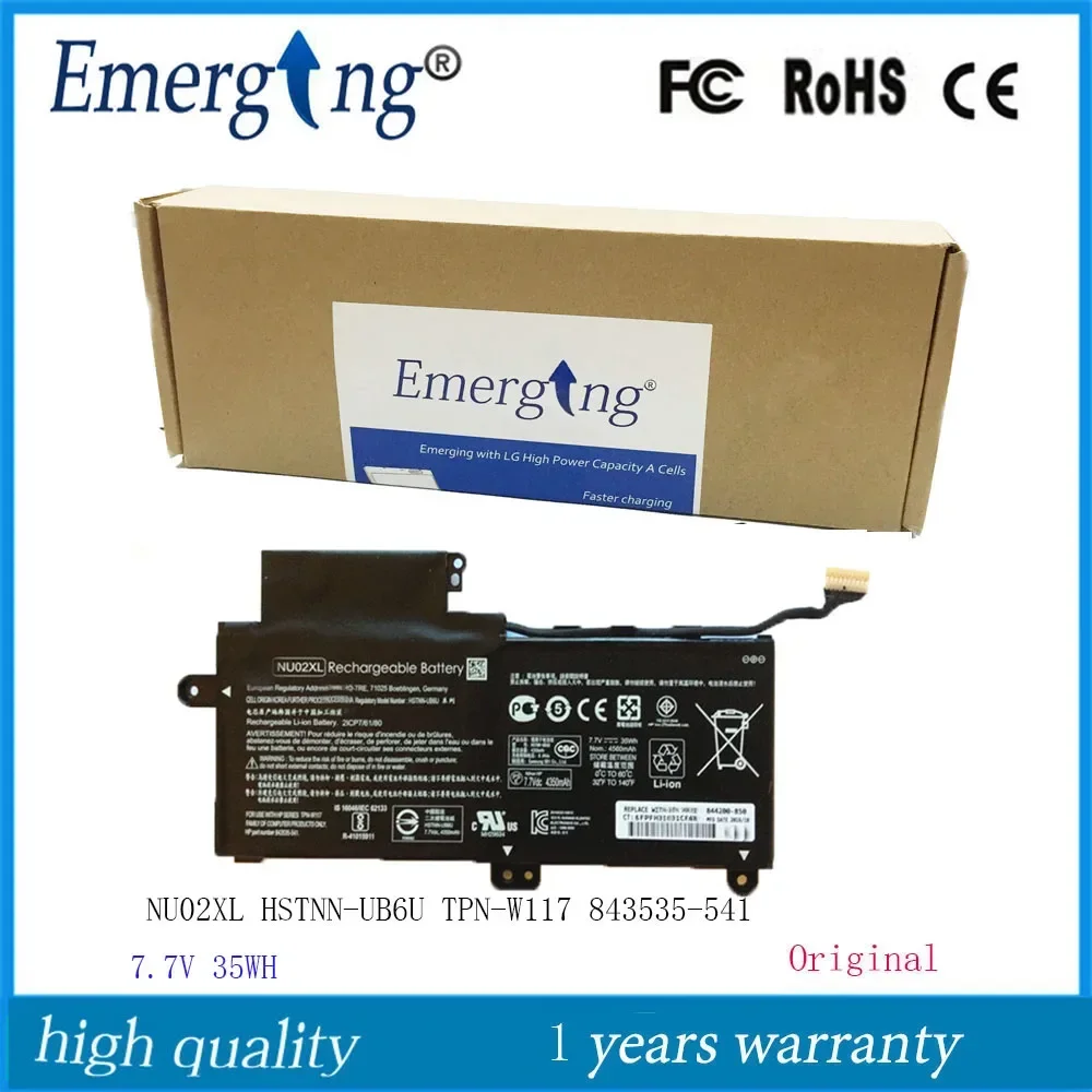 7,7 V 35WH nueva batería Original para ordenador portátil NU02XL para HP Pavillion X360 M1 HSTNN-UB6U TPN-W117 843535 -541
