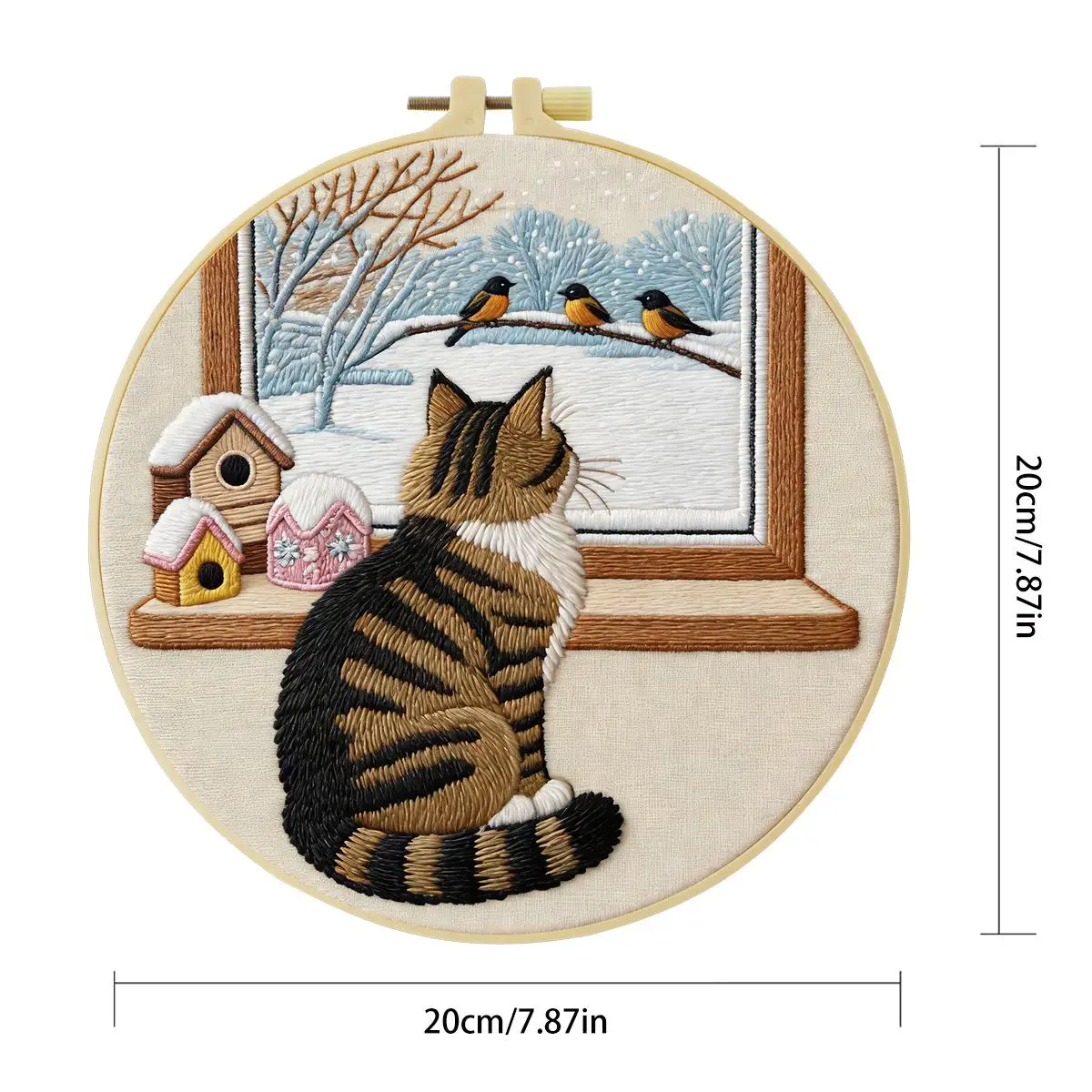 1 Stück 20X20CM/15X15CM 7,87/6,3 Zoll Katzen-Stickerei-Starter-Kit DIY-Kit DIY-Stickerei-Set Handarbeiten Nähkunst Malerei – Detail 4